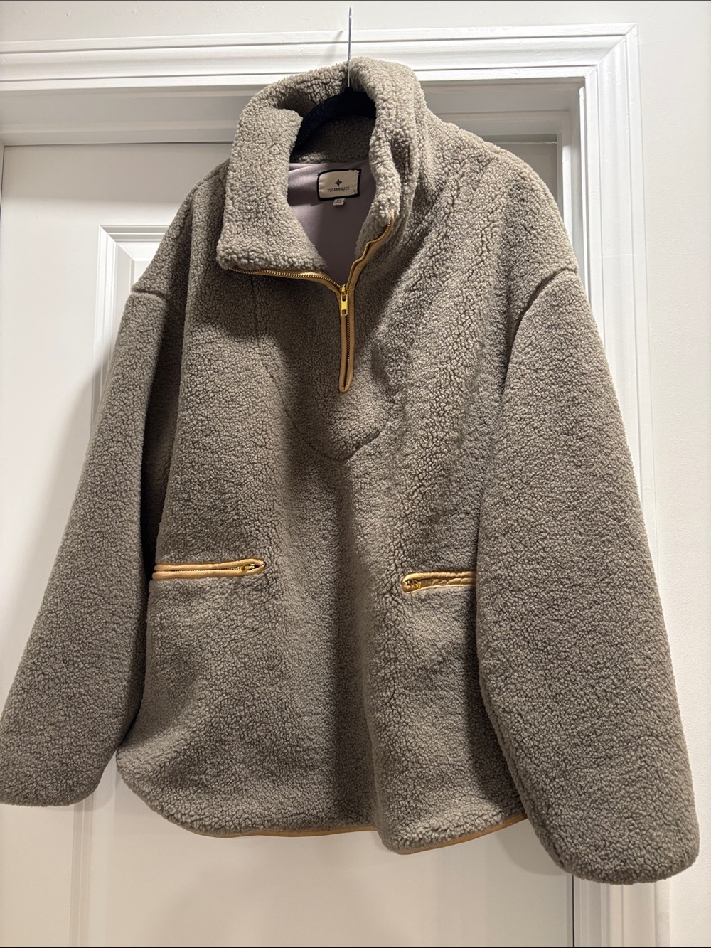 Tuckernuck Olive Rhodes Shearling Quarter Zip Pullover